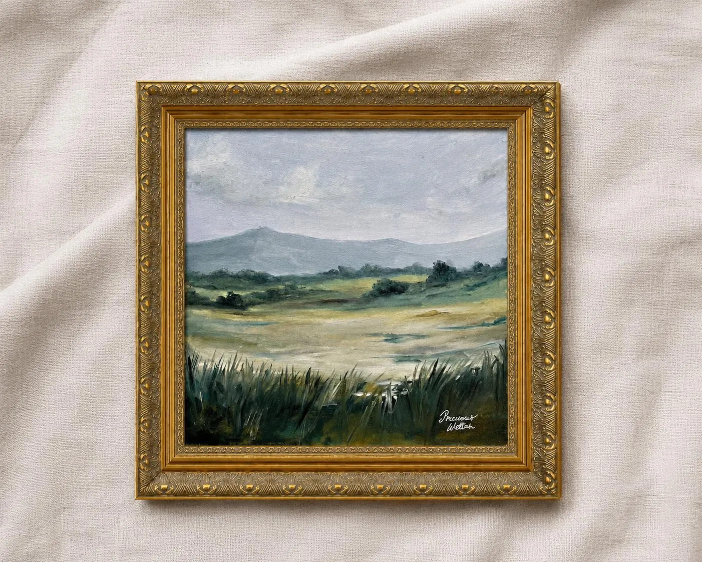 Framed Original Mountain Landscape Oil Painting No.2