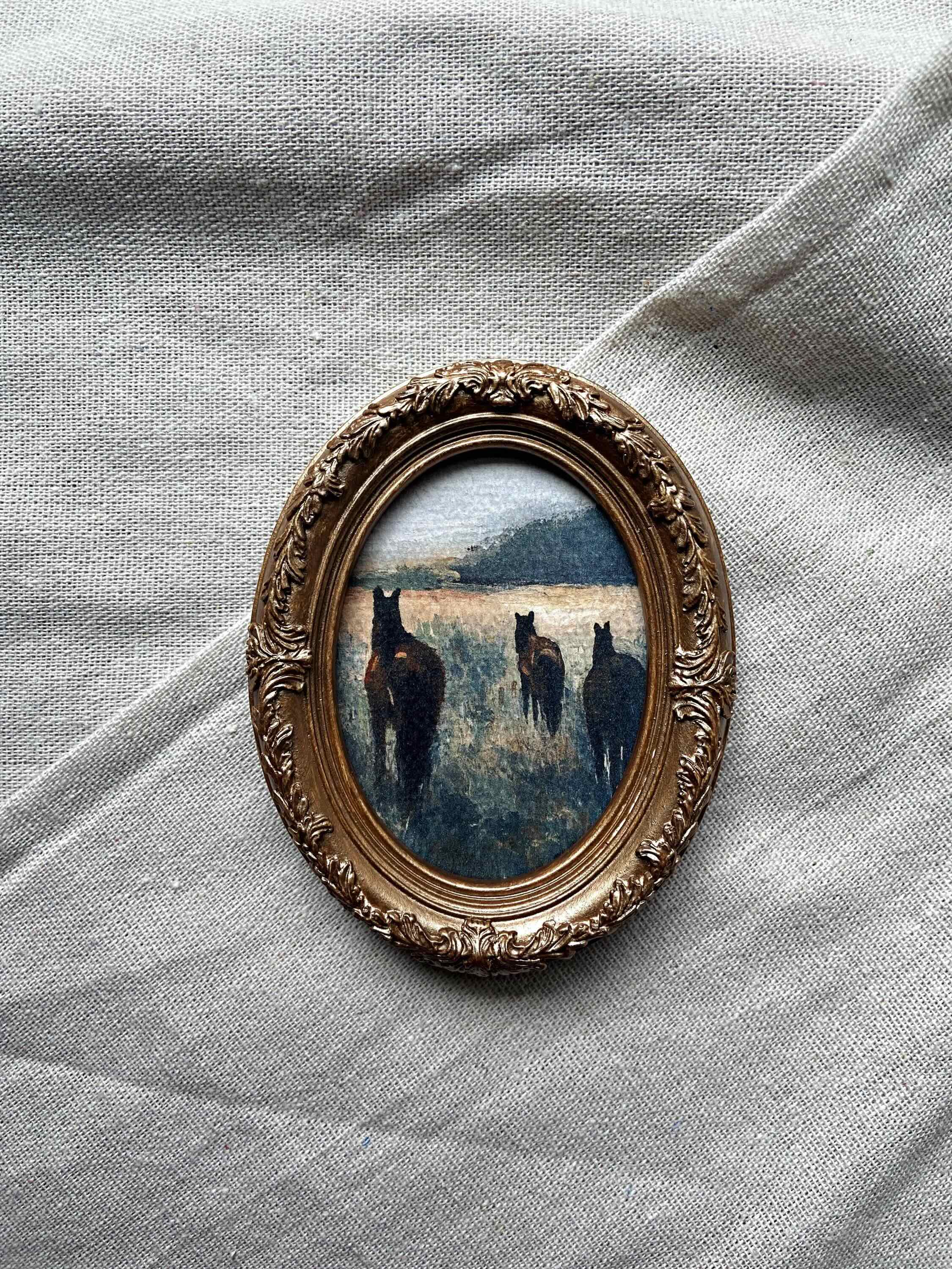 Framed Art Print (Three Horses) 2.5 x 3.5