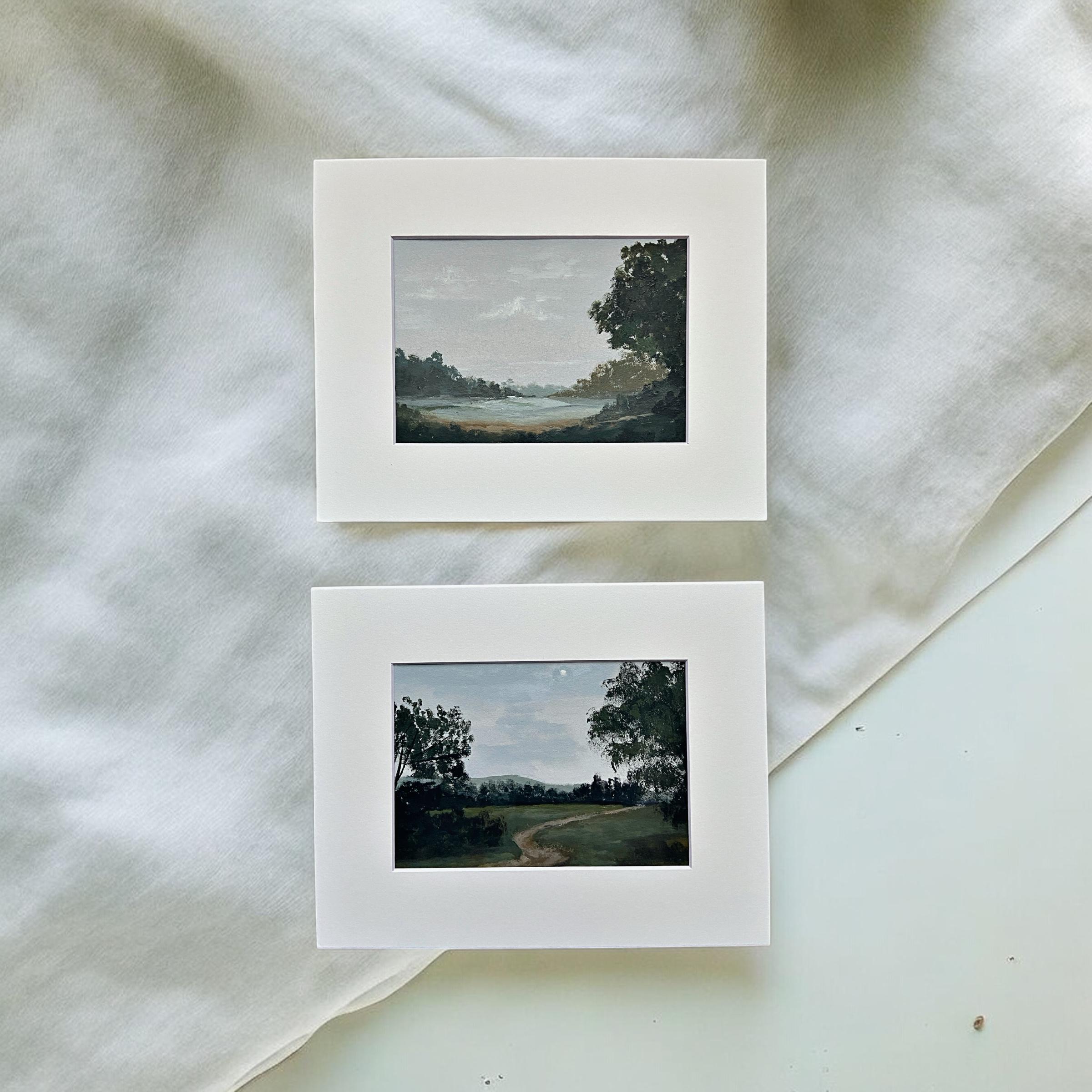 Set of 2 Original Muted Landscape Acrylic Paintings