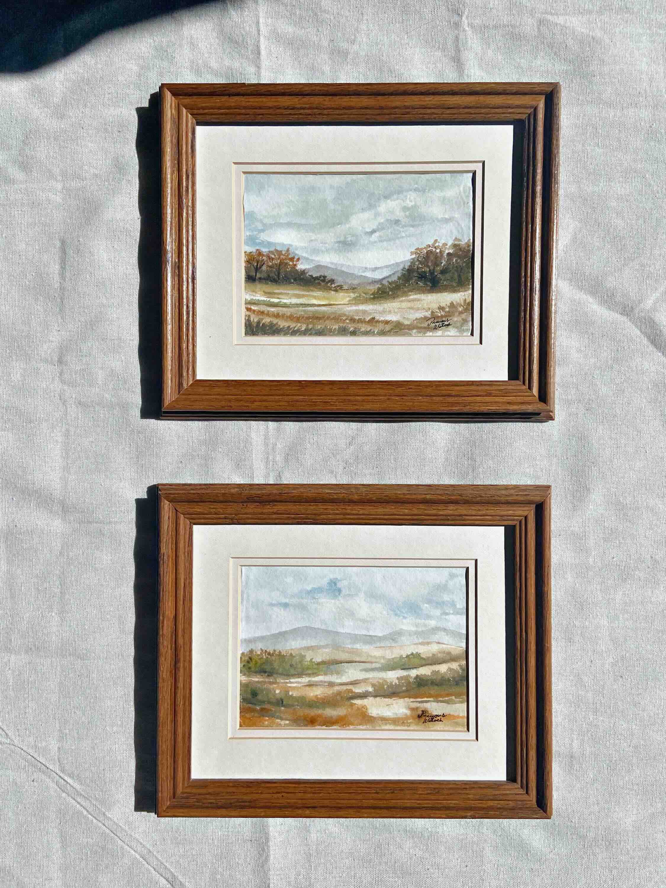 Set of 2 Framed Original Countryside Watercolor Paintings